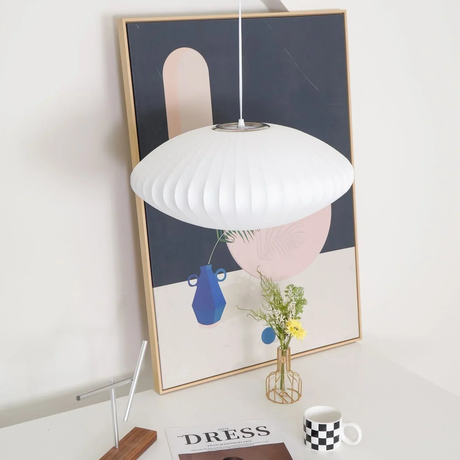 Silk Ceiling Pendant Light — Minimalist Fabric Shade