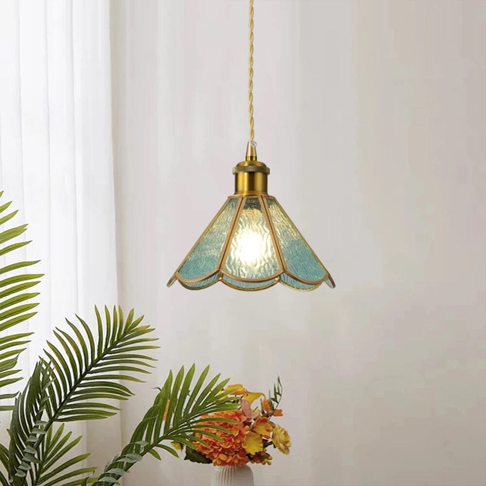 Kirei Vintage Japanese-Inspired Pendant Lamps — Copper and Stained Glass Shade