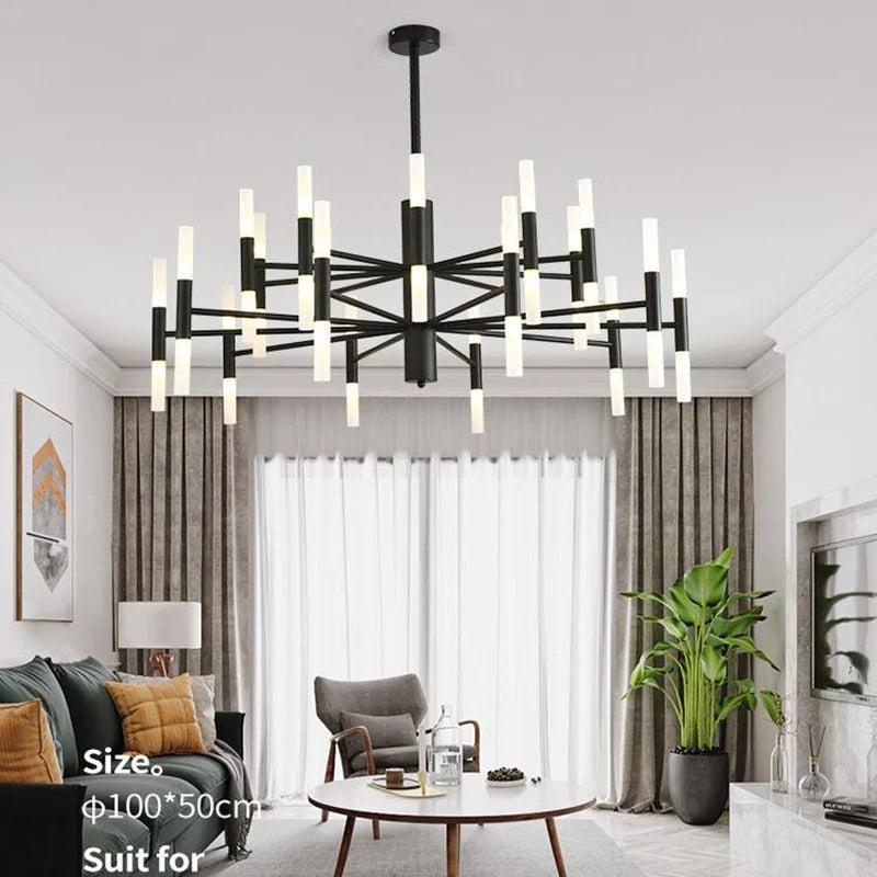 AstraGrid Nova Matrix LED Chandelier — Symmetrical Linear Rod Array