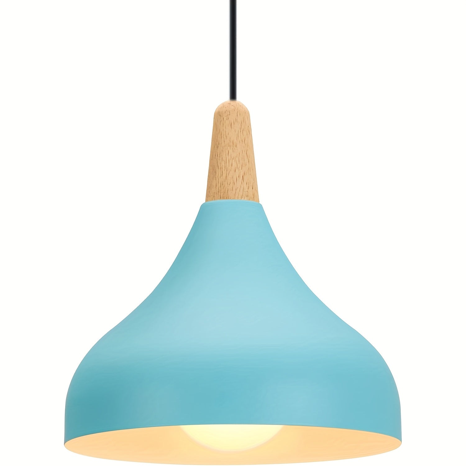 Modern Teardrop Pendant Light | Metal & Wood Hanging Lamp | Wildoxy