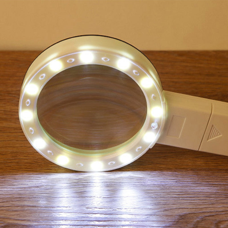 Opplyst leseforstørrelsesglass, 30x forstørrelse, LED-lys