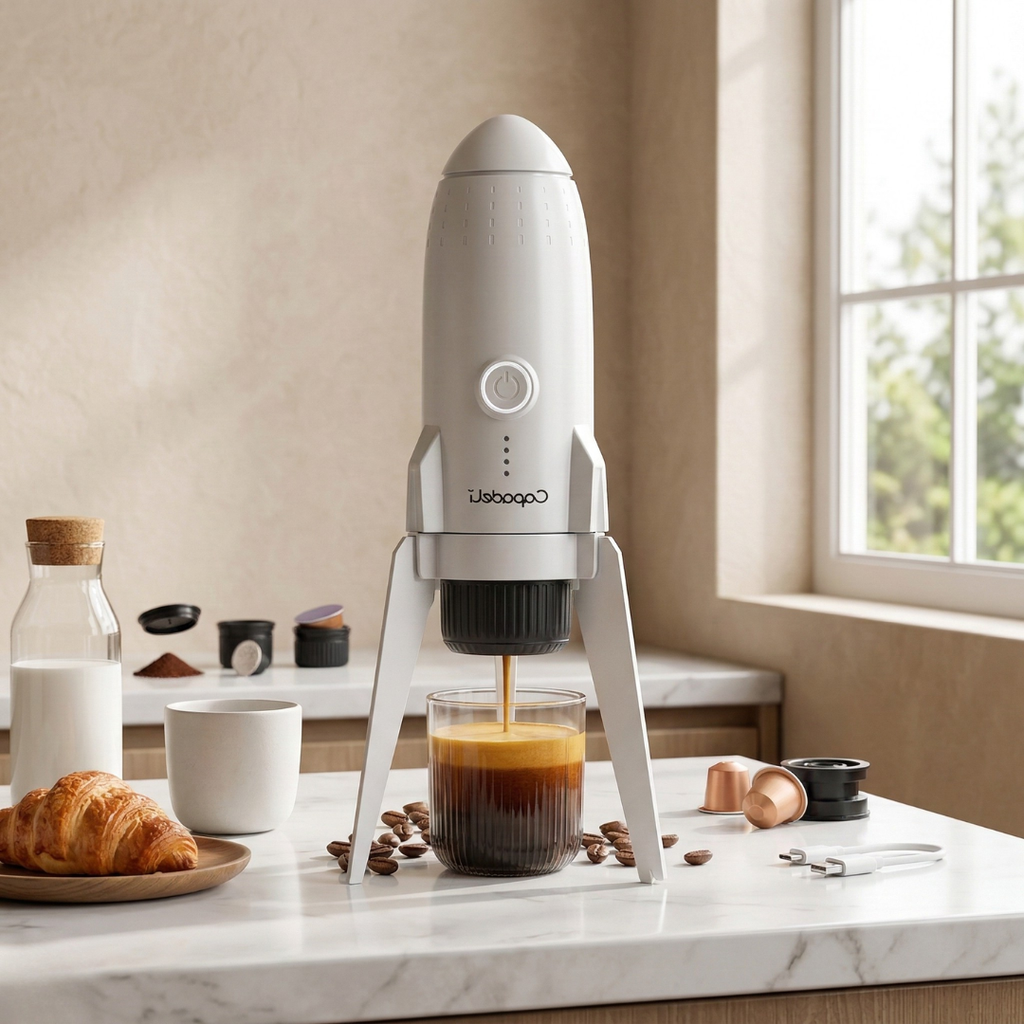 Cafetera espresso compacta con autocalentamiento — Compatible con café molido y cápsulas