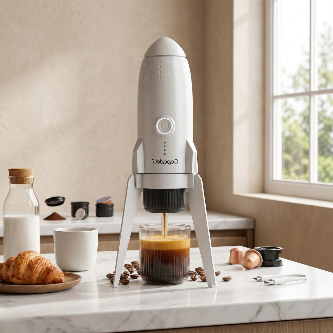 Cafetera espresso compacta con autocalentamiento — Compatible con café molido y cápsulas