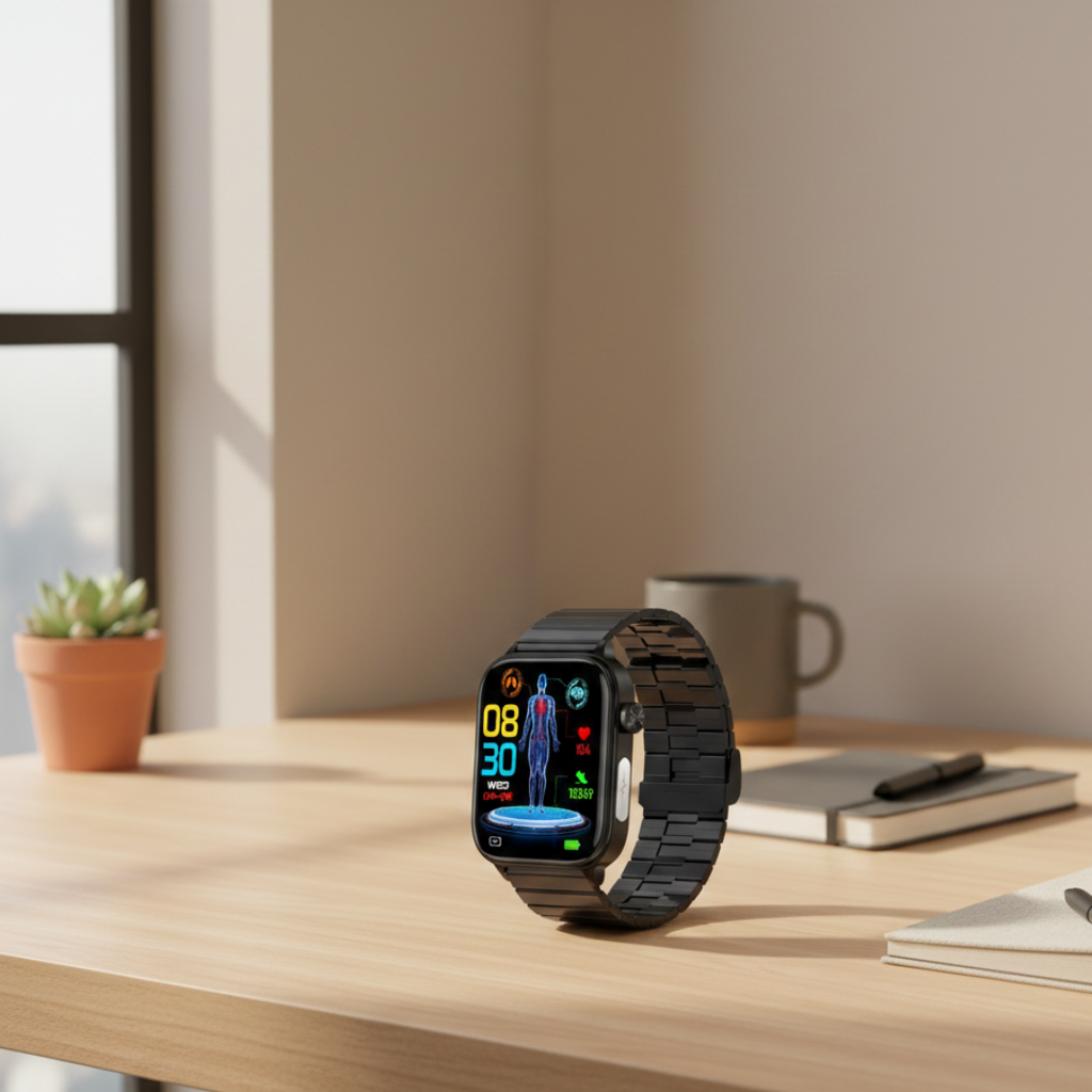 AMOLEDディスプレイ搭載防水スマートウォッチ、Bluetooth通話対応