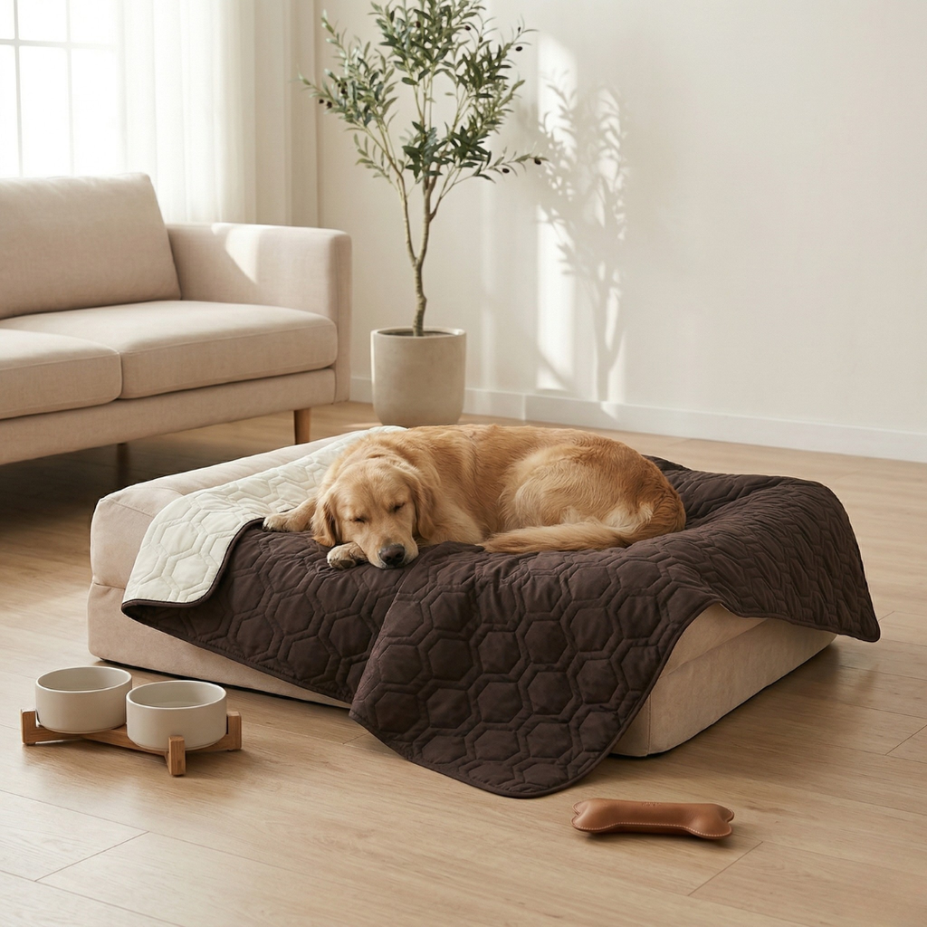 防水プラッシュ素材の犬用カバー - ベッド＆カーシートプロテクター