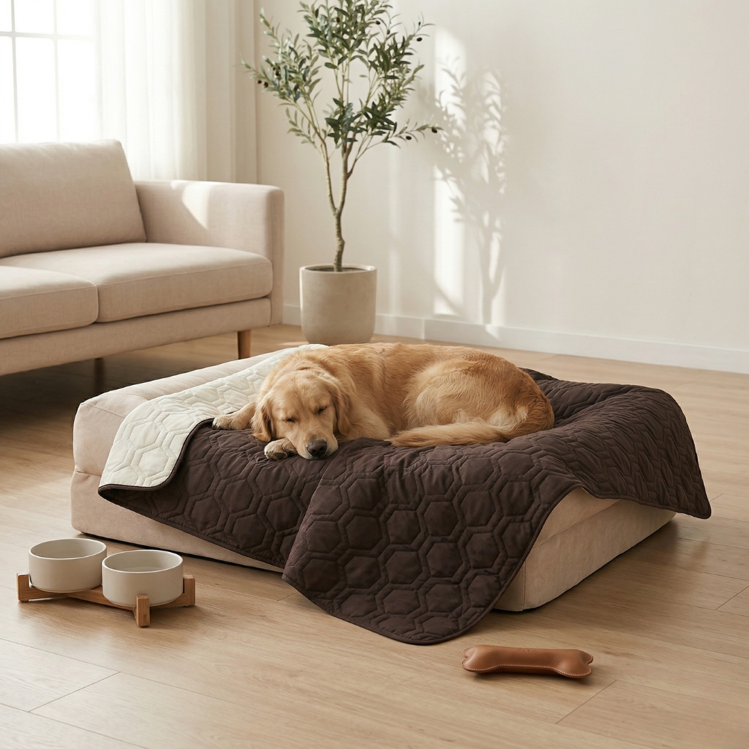 防水プラッシュ素材の犬用カバー - ベッド＆カーシートプロテクター