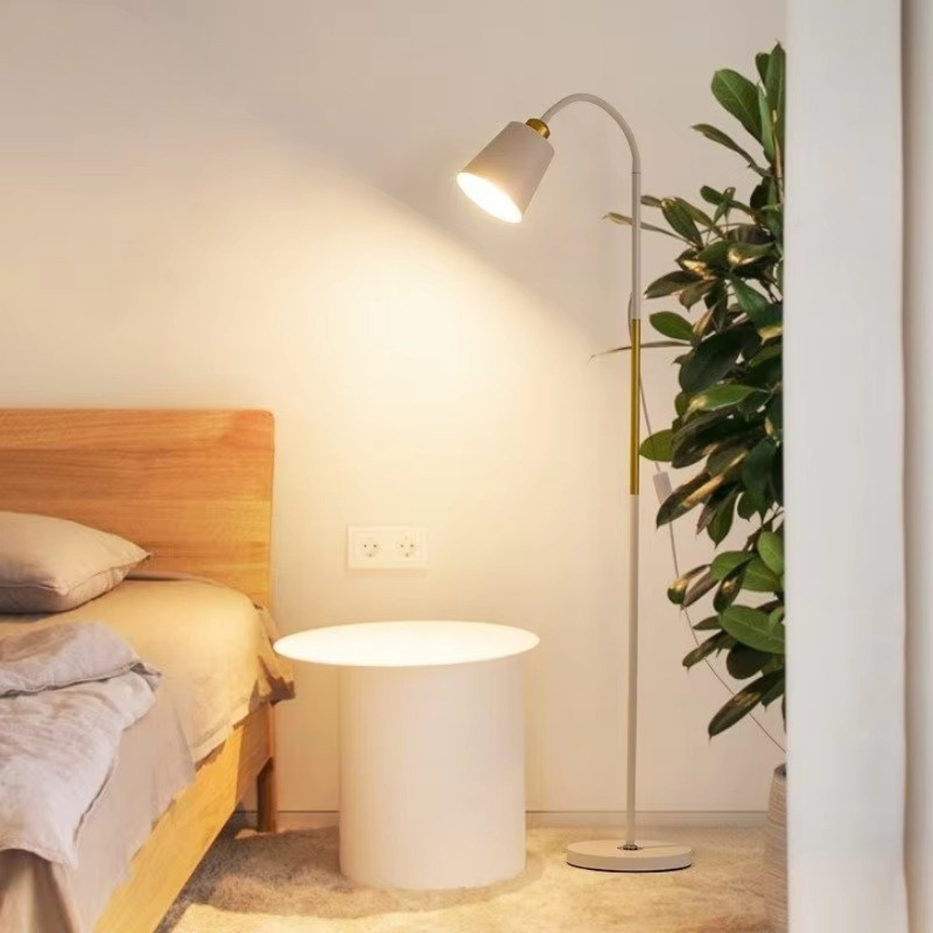 Contemporary Floor Lamp — Adjustable Pivoting Head, LED Illumination