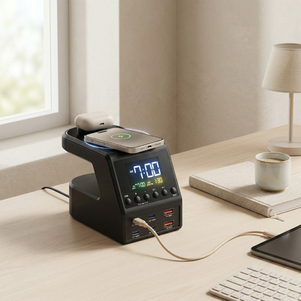 GaN-oplaadhub van 240 W - vier USB-C- en twee USB-A-uitgangen