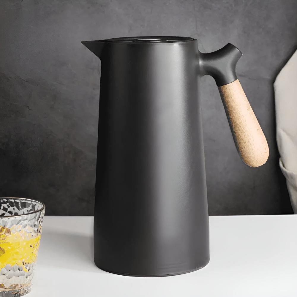 1-Liter Insulated Carafe — Double-Wall Wooden Handle