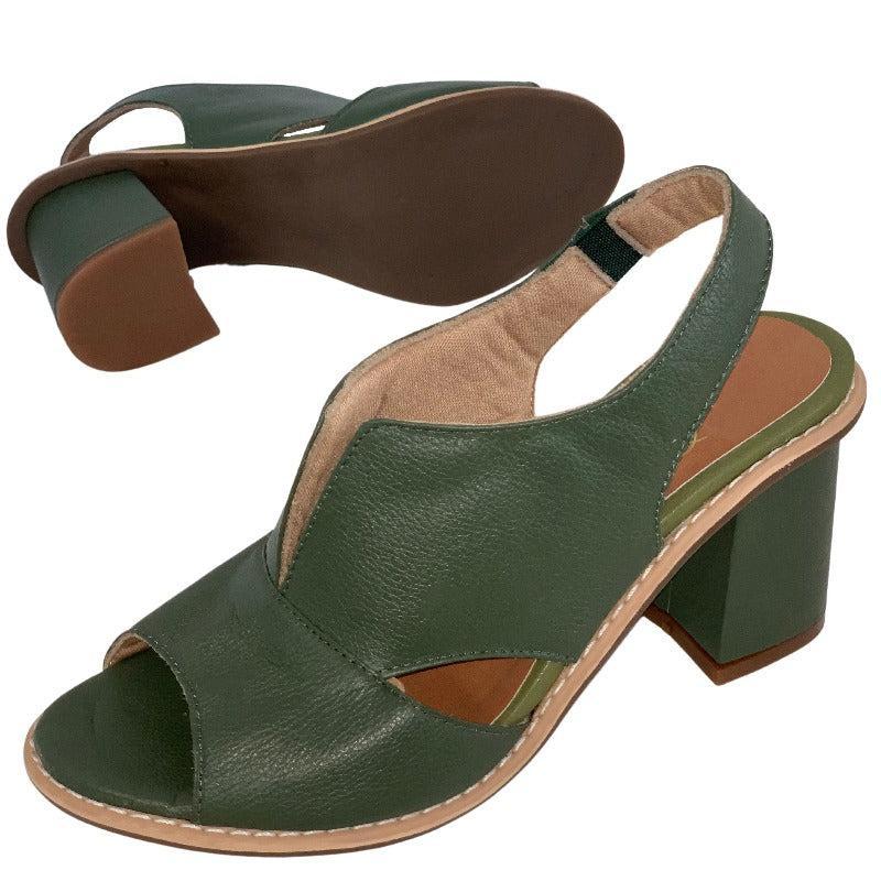 Damen-Ledersandalen mit Blockabsatz, offener Zehenpartie, Bordeauxrot