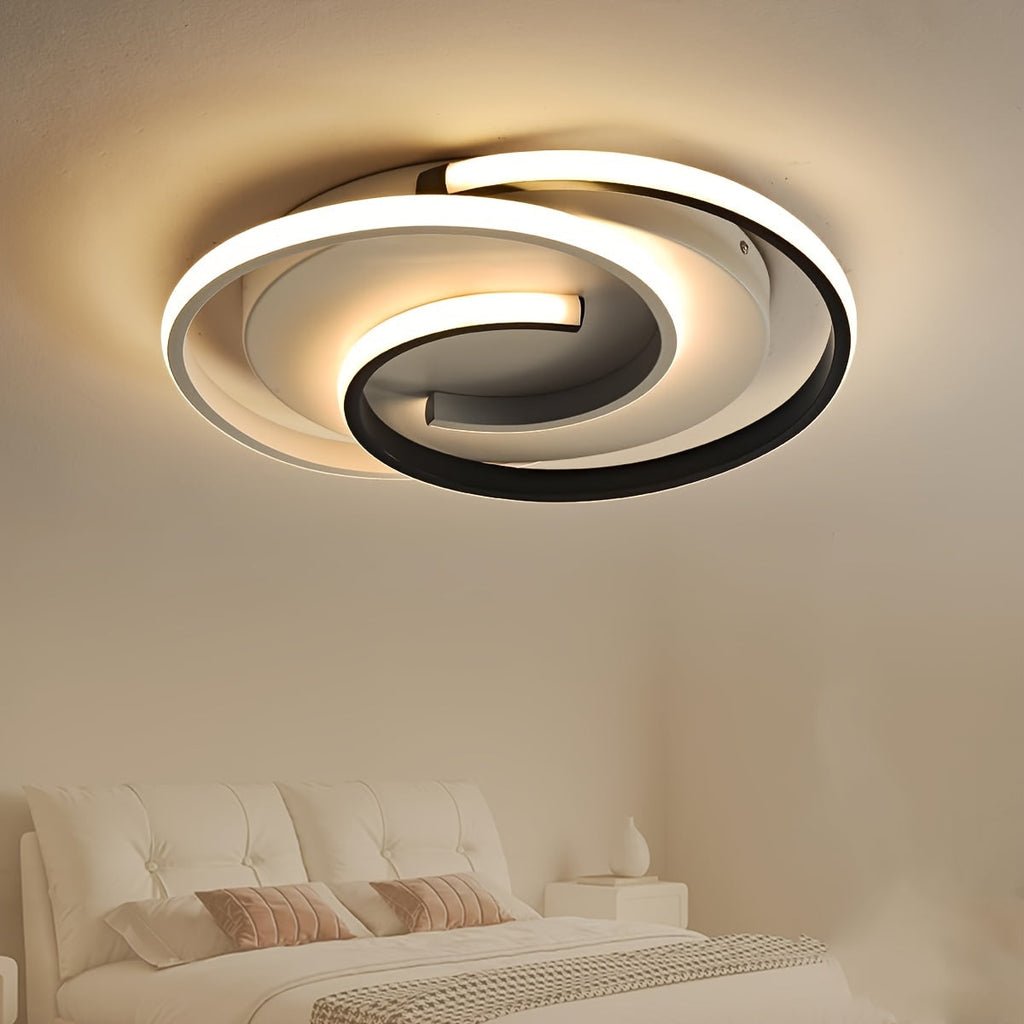Modern LED Ceiling Light | Swirl Black & White Design | Wildoxy