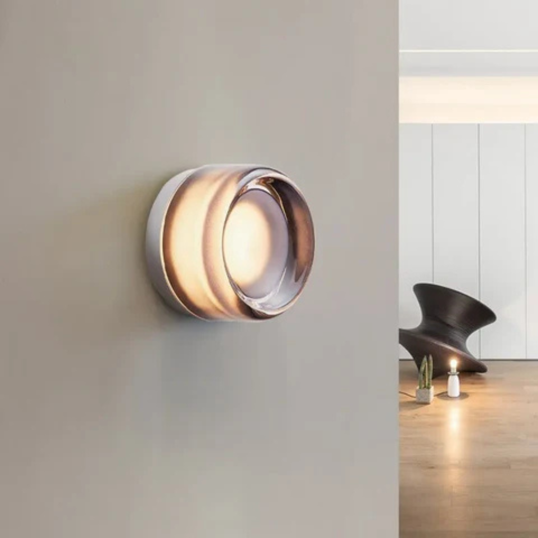 Round Glass Wall Sconce LED Amber Warm Light 5W - Wildoxy