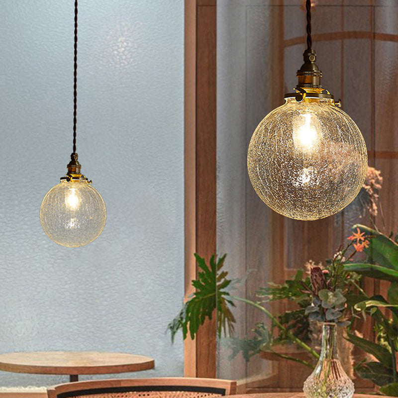 Szklana lampa wisząca z kryształowym kloszem - skandynawska retro, E27 LED