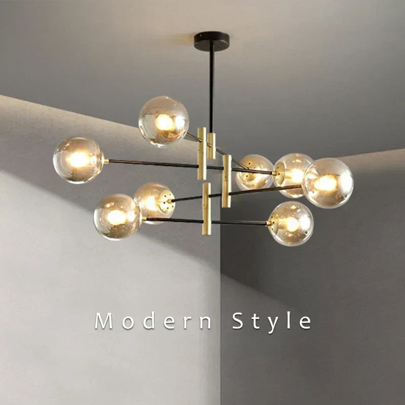 Auralis Black and Gold Adjustable Ceiling Chandelier