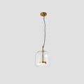 Lumira Retro LED Pendant Light, Gold Metal Frame and Amber Glass Globe