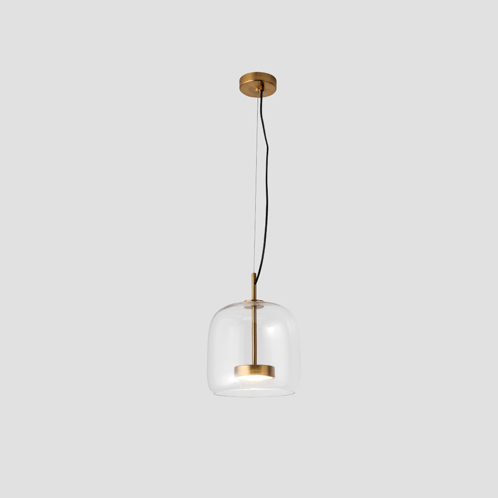 Lumira Retro LED Pendant Light, Gold Metal Frame and Amber Glass Globe
