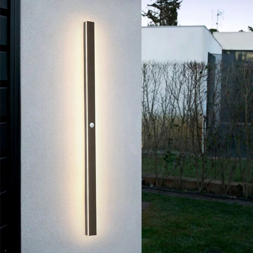 Candeeiro de parede LED preto — metal/acrílico, IP65, 30-200cm, regulável
