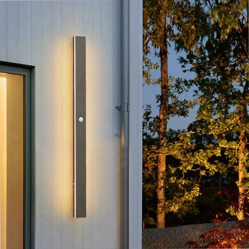Candeeiro de parede LED preto — metal/acrílico, IP65, 30-200cm, regulável