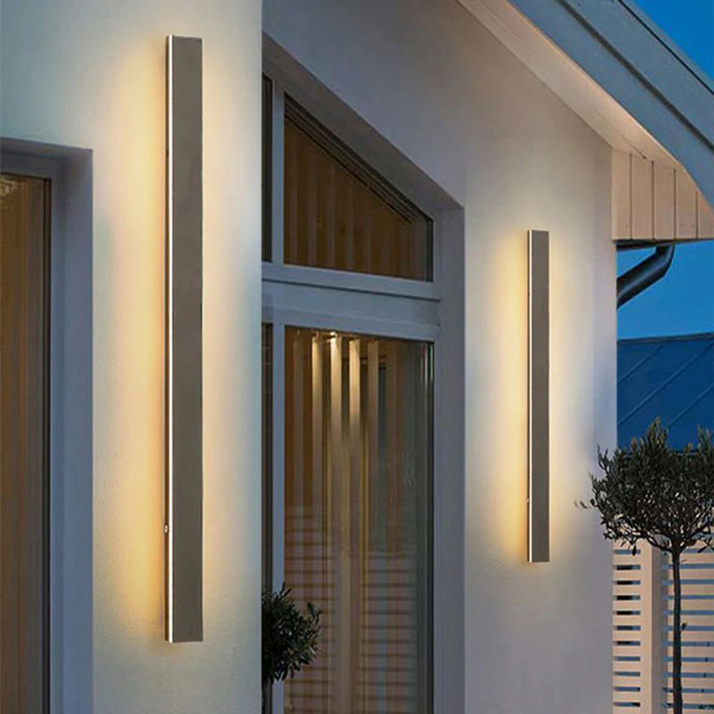 Candeeiro de parede LED preto — metal/acrílico, IP65, 30-200cm, regulável