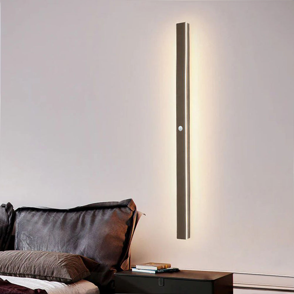 Candeeiro de parede LED preto — metal/acrílico, IP65, 30-200cm, regulável