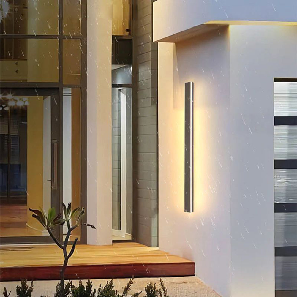 Candeeiro de parede LED preto — metal/acrílico, IP65, 30-200cm, regulável