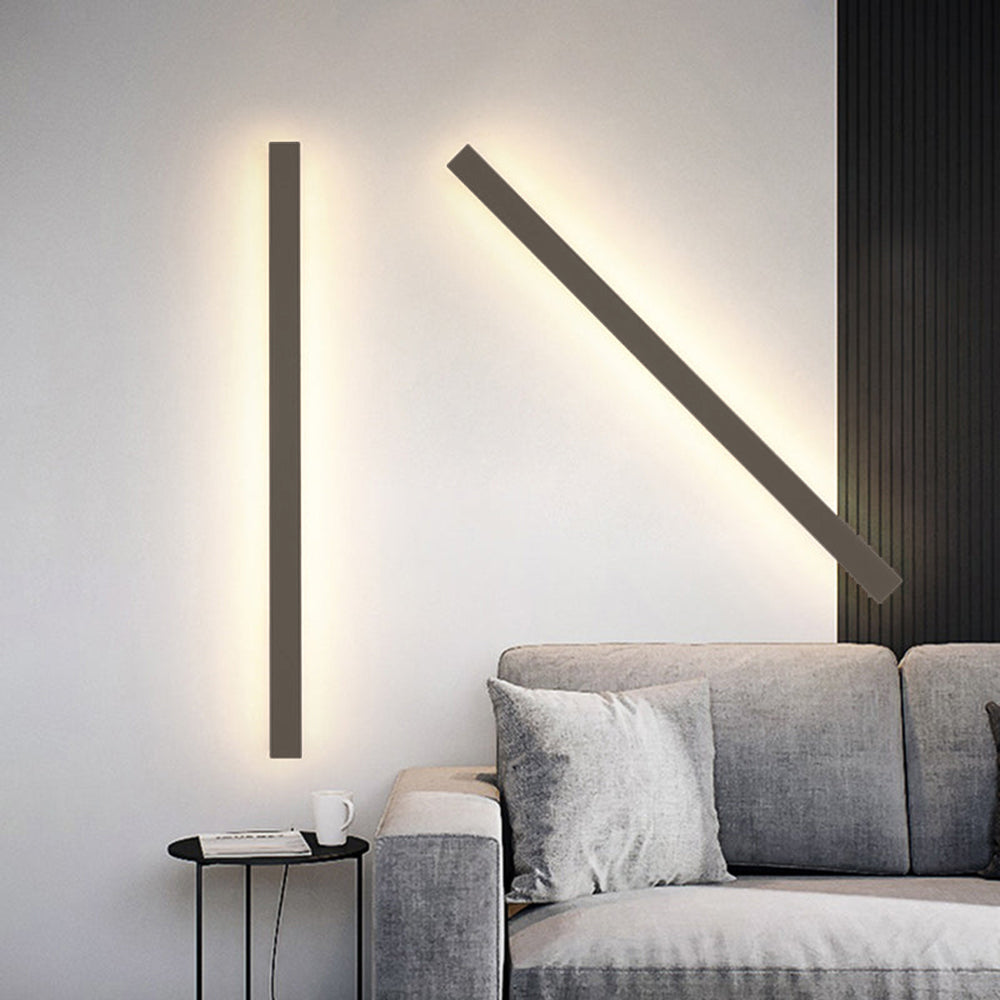 Candeeiro de parede LED preto — metal/acrílico, IP65, 30-200cm, regulável