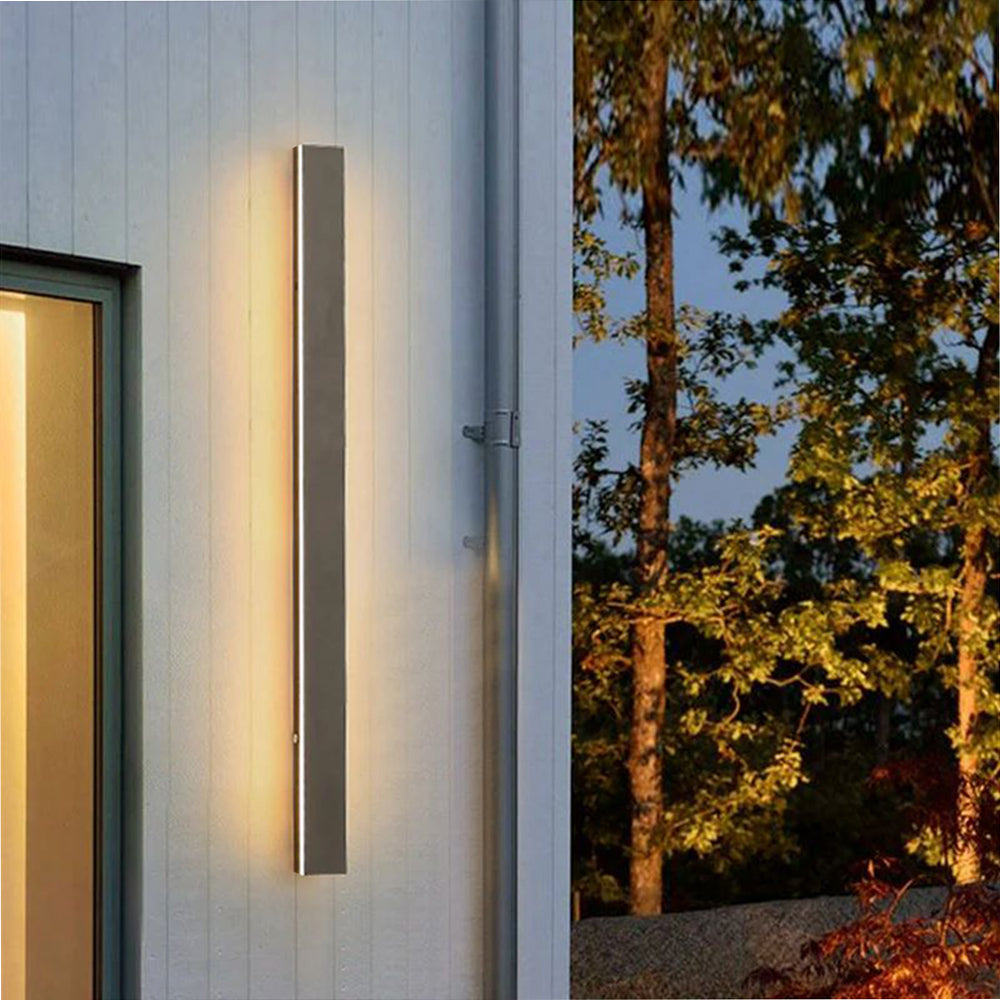 Candeeiro de parede LED preto — metal/acrílico, IP65, 30-200cm, regulável
