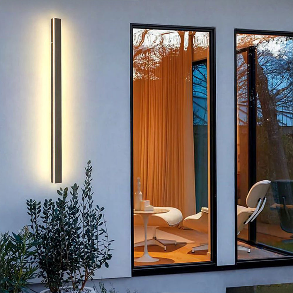 Candeeiro de parede LED preto — metal/acrílico, IP65, 30-200cm, regulável