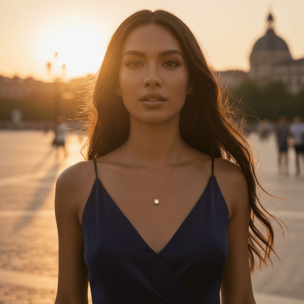 NovaSpark Round Cubic Zirconia Pendant Necklace — Gold-Plated Sterling Silver Chain