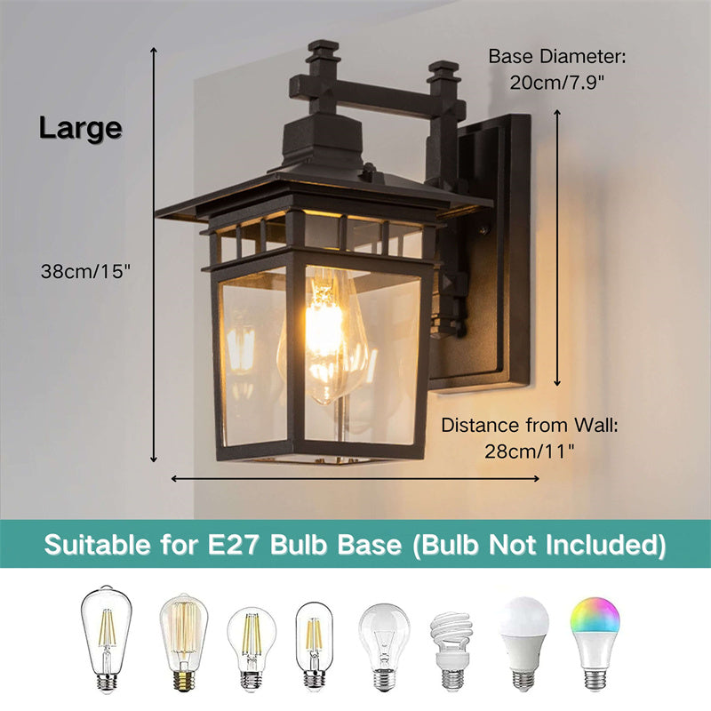 Zwarte aluminium-buitenwandlamp - IP23 E27 waterdicht