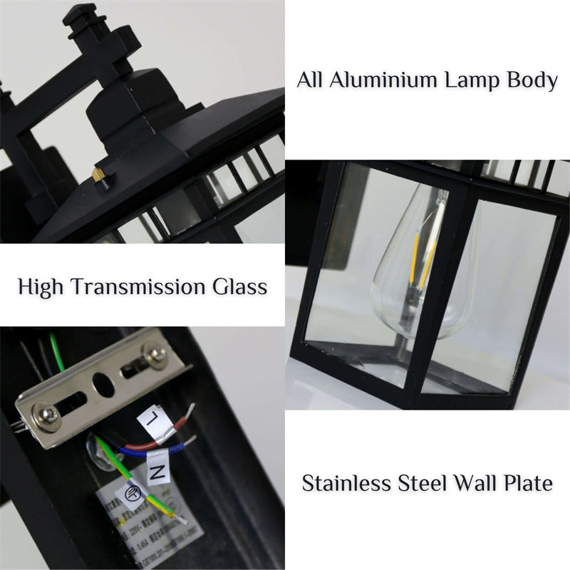 Zwarte aluminium-buitenwandlamp - IP23 E27 waterdicht
