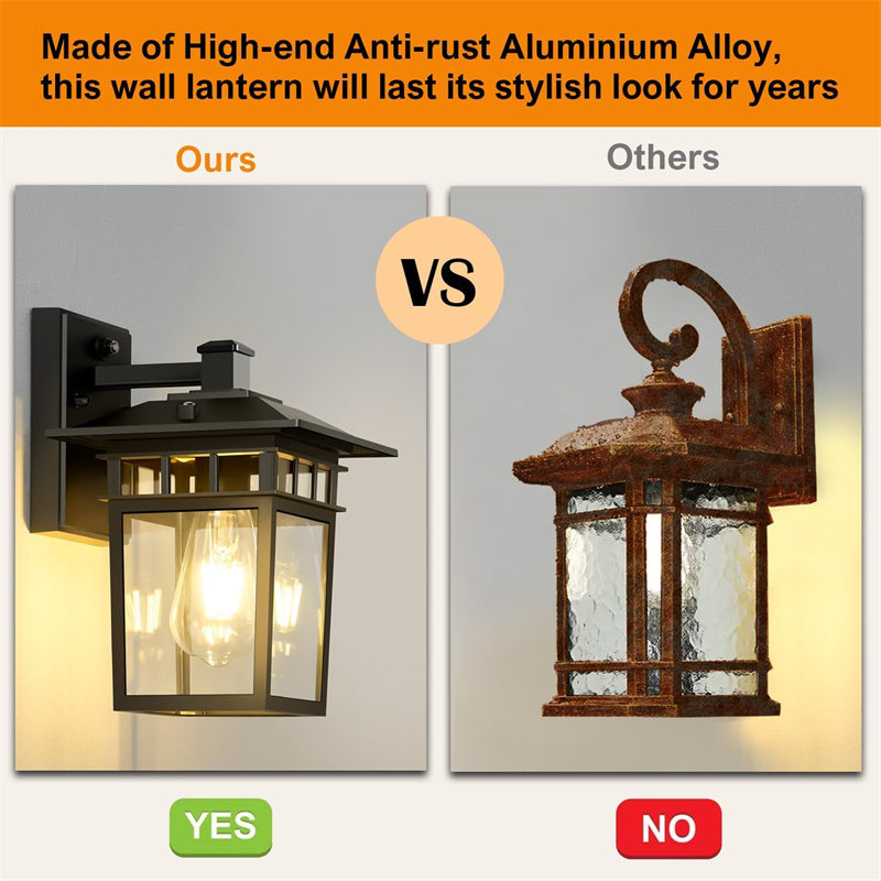 Zwarte aluminium-buitenwandlamp - IP23 E27 waterdicht