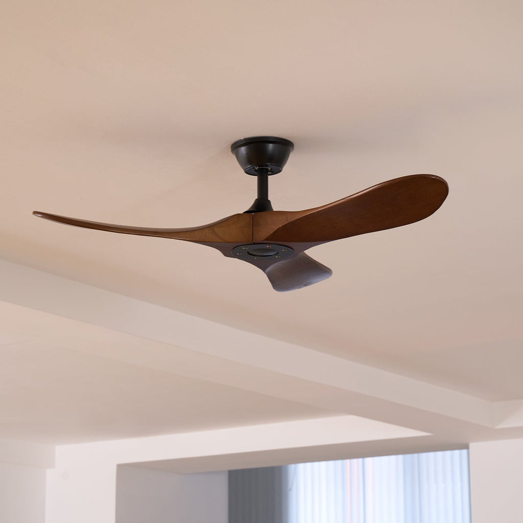 Ventilateur ultra-silencieux, 106cm/132cm — pales en noyer, 6 vitesses