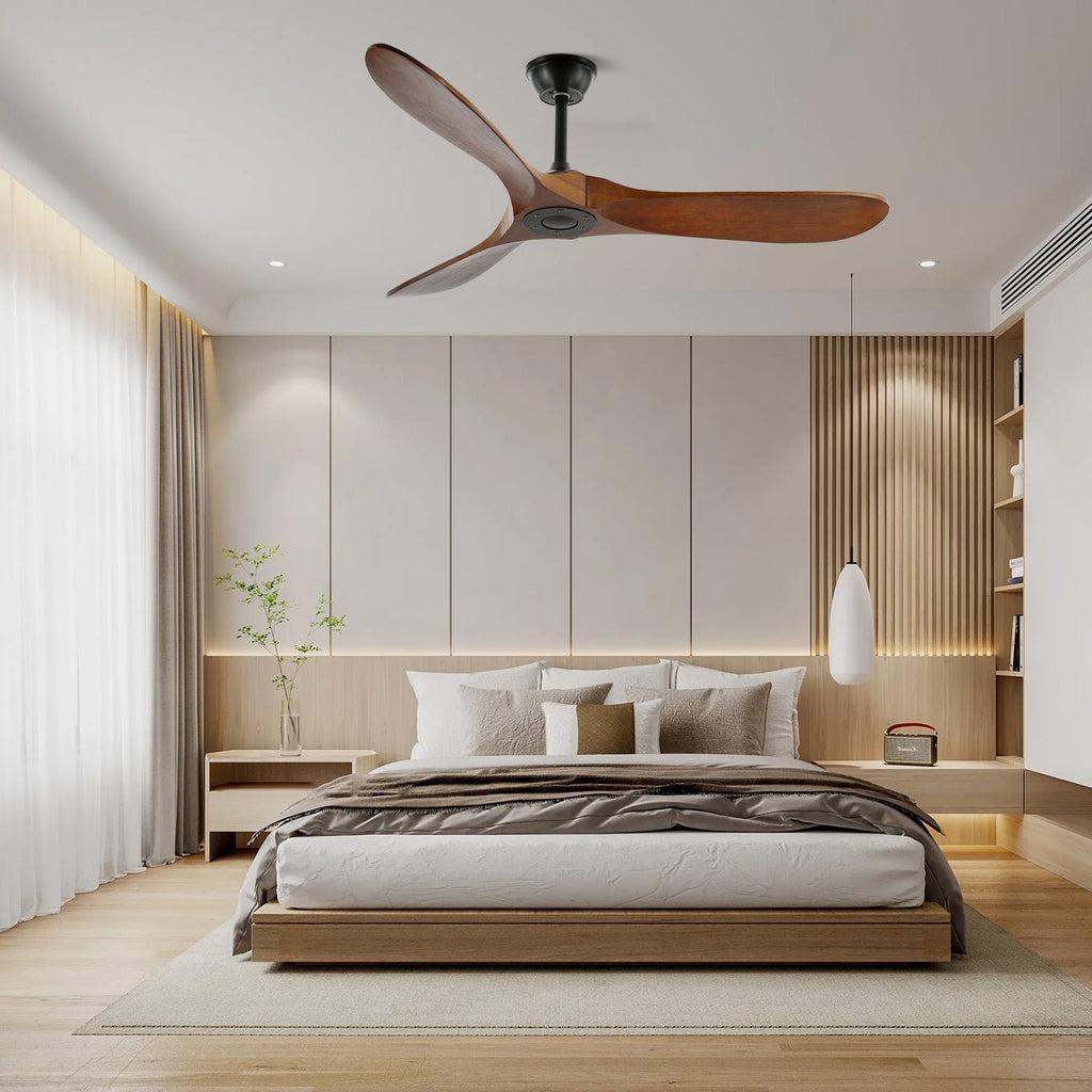 Ventilateur ultra-silencieux, 106cm/132cm — pales en noyer, 6 vitesses