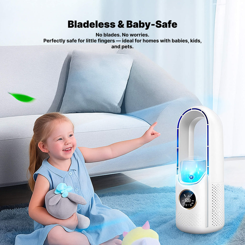 Kabelloser kompakter Luftkühler — Leiser USB-Ventilator, 100ml Tank