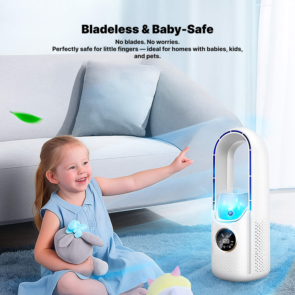 Kabelloser kompakter Luftkühler — Leiser USB-Ventilator, 100ml Tank