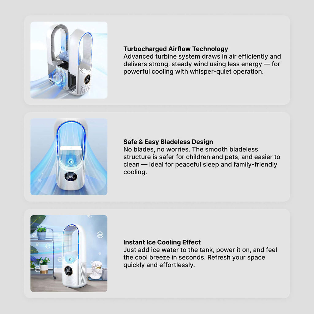 Kabelloser kompakter Luftkühler — Leiser USB-Ventilator, 100ml Tank