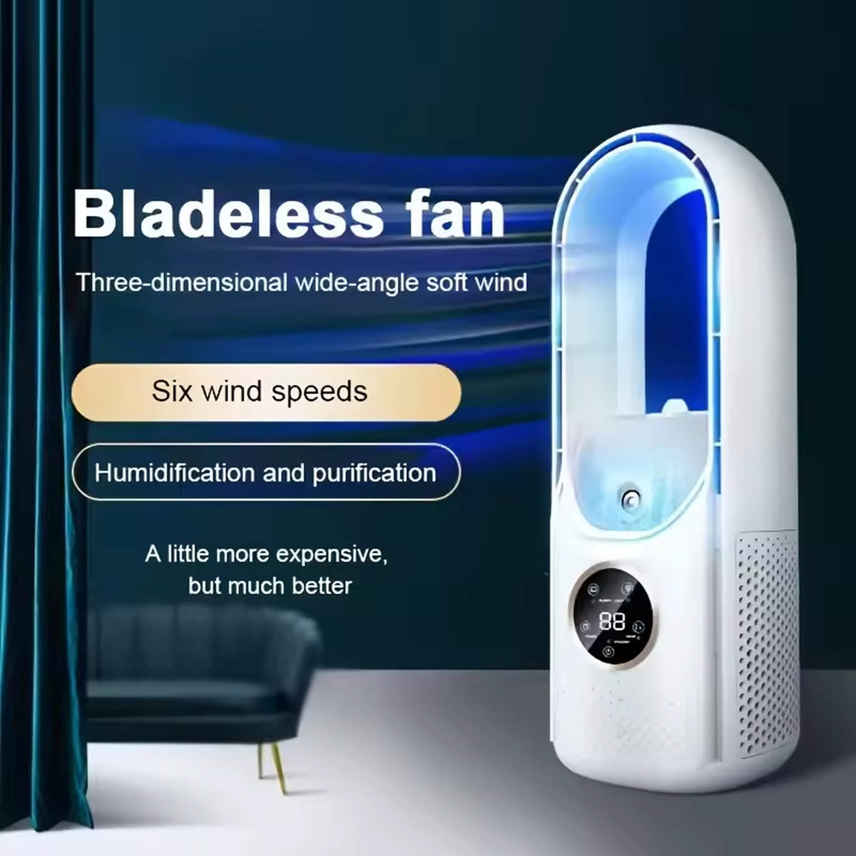 Kabelloser kompakter Luftkühler — Leiser USB-Ventilator, 100ml Tank
