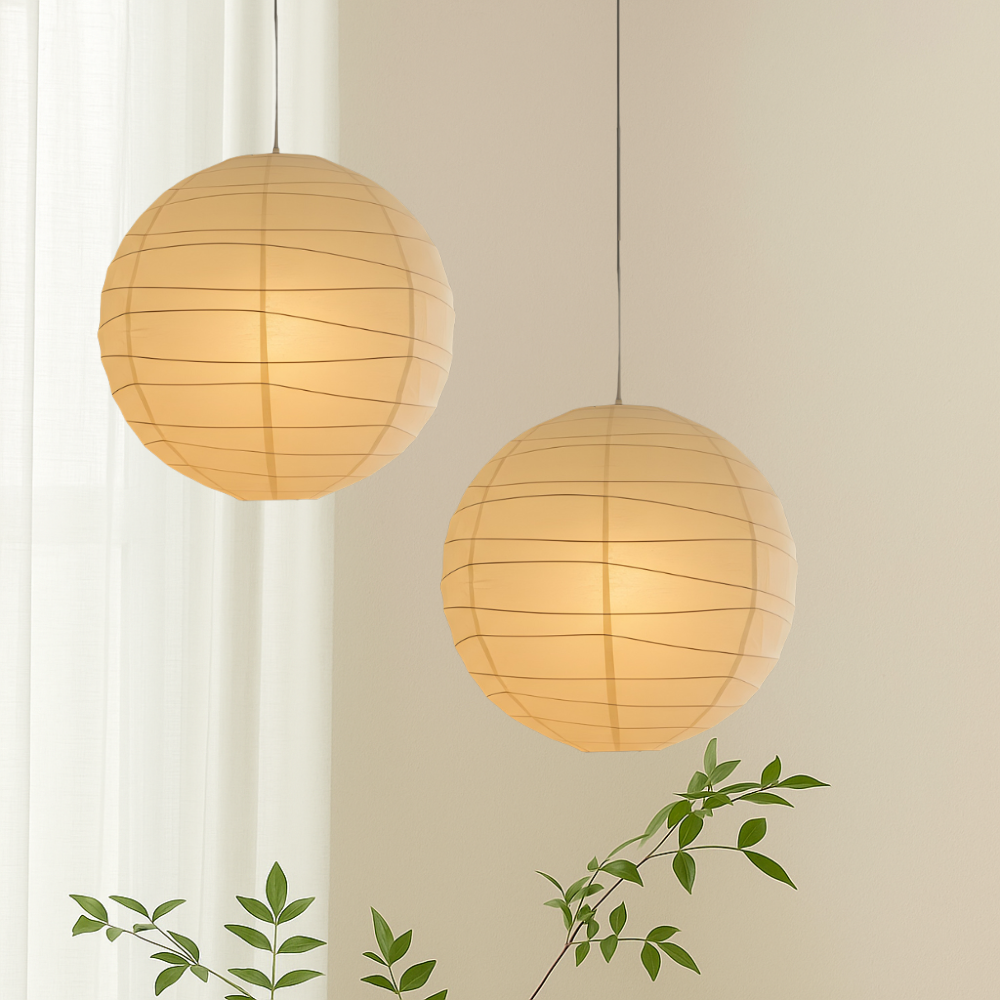 Japońska lampa wisząca Akari, biały papier ryżowy Ø30/Ø45/Ø55