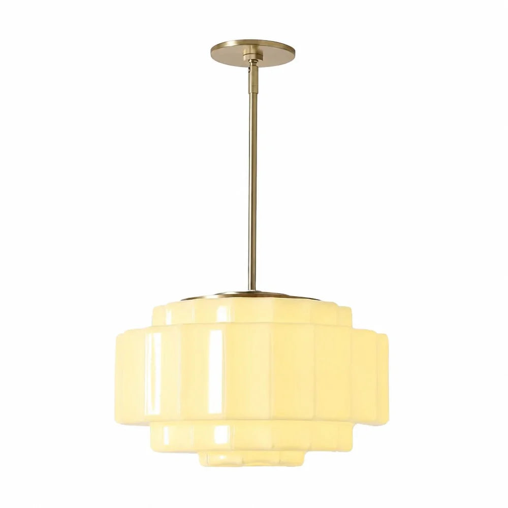 Layered Opal Glass Pendant Lamp — Antique Brass Finish