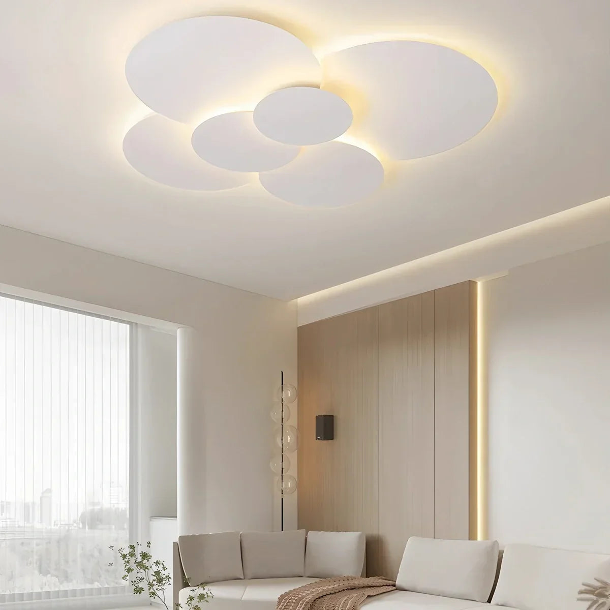 LED-loftlampe - hvide justerbare skiver, dæmpning med fjernbetjening