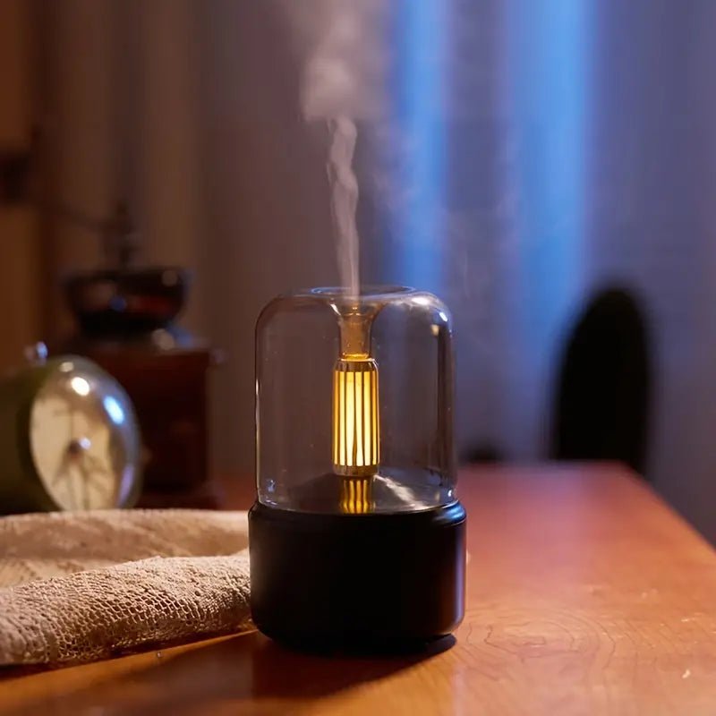Flame Effect Aroma Diffuser Lamp — Mist Function and LED Light