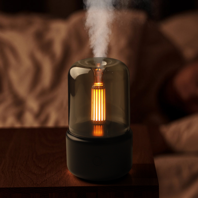 Flame Effect Aroma Diffuser Lamp — Mist Function and LED Light