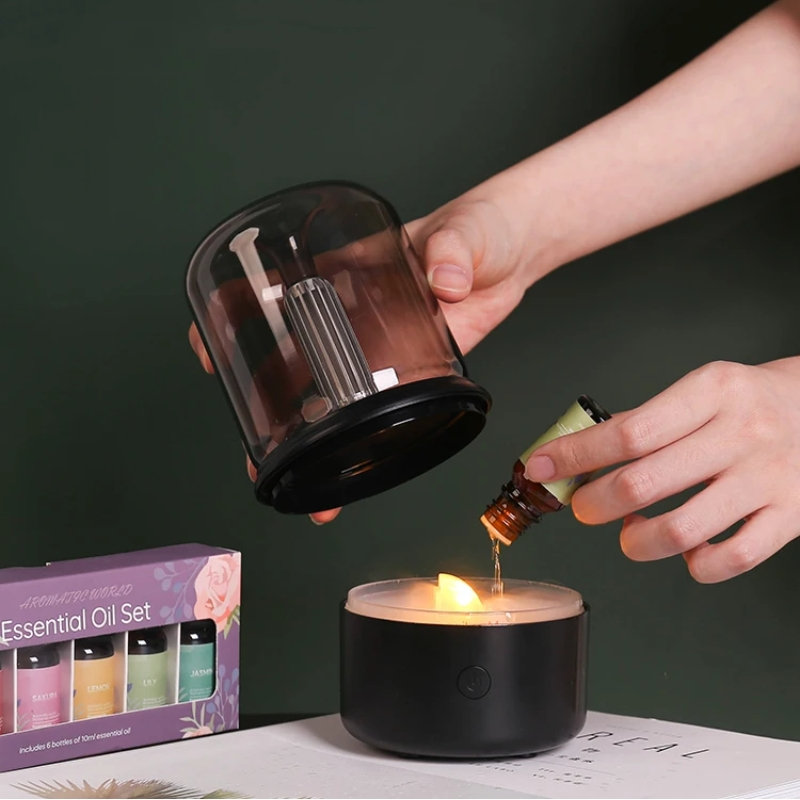 Flame Effect Aroma Diffuser Lamp — Mist Function and LED Light