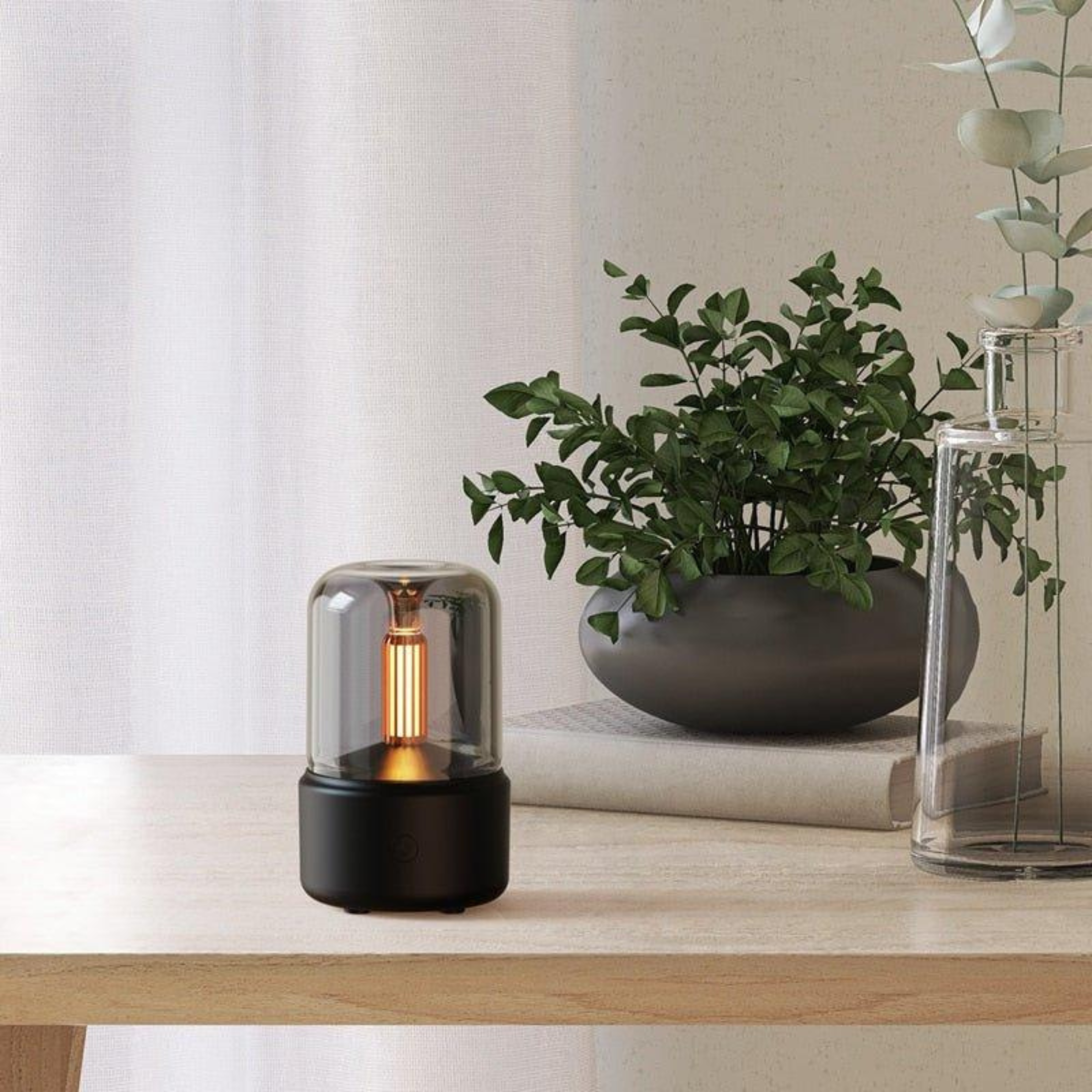 Flame Effect Aroma Diffuser Lamp — Mist Function and LED Light