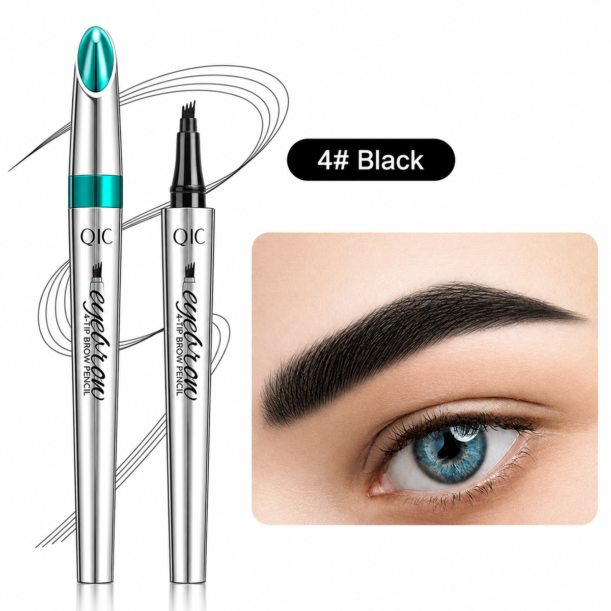 Vedenkestävä 4-kärkinen kulmakynä — microblading-efekti, 36 tunnin kesto