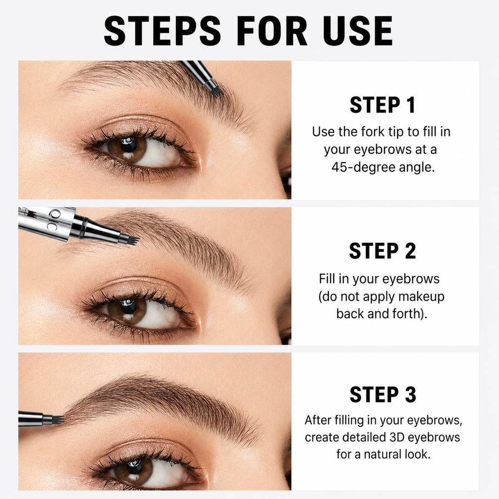 Vedenkestävä 4-kärkinen kulmakynä — microblading-efekti, 36 tunnin kesto