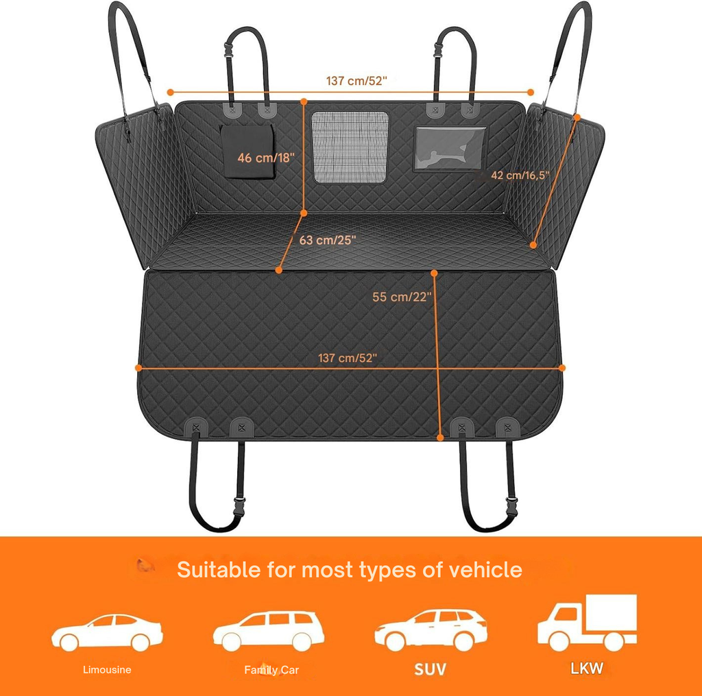 Autohoes voor honden op de achterbank — waterafstotende antislipmat