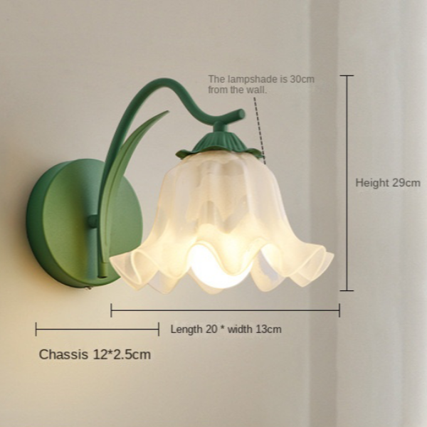 Marcoe French Country Flower Wall Lamp — White Acrylic Shade Trim