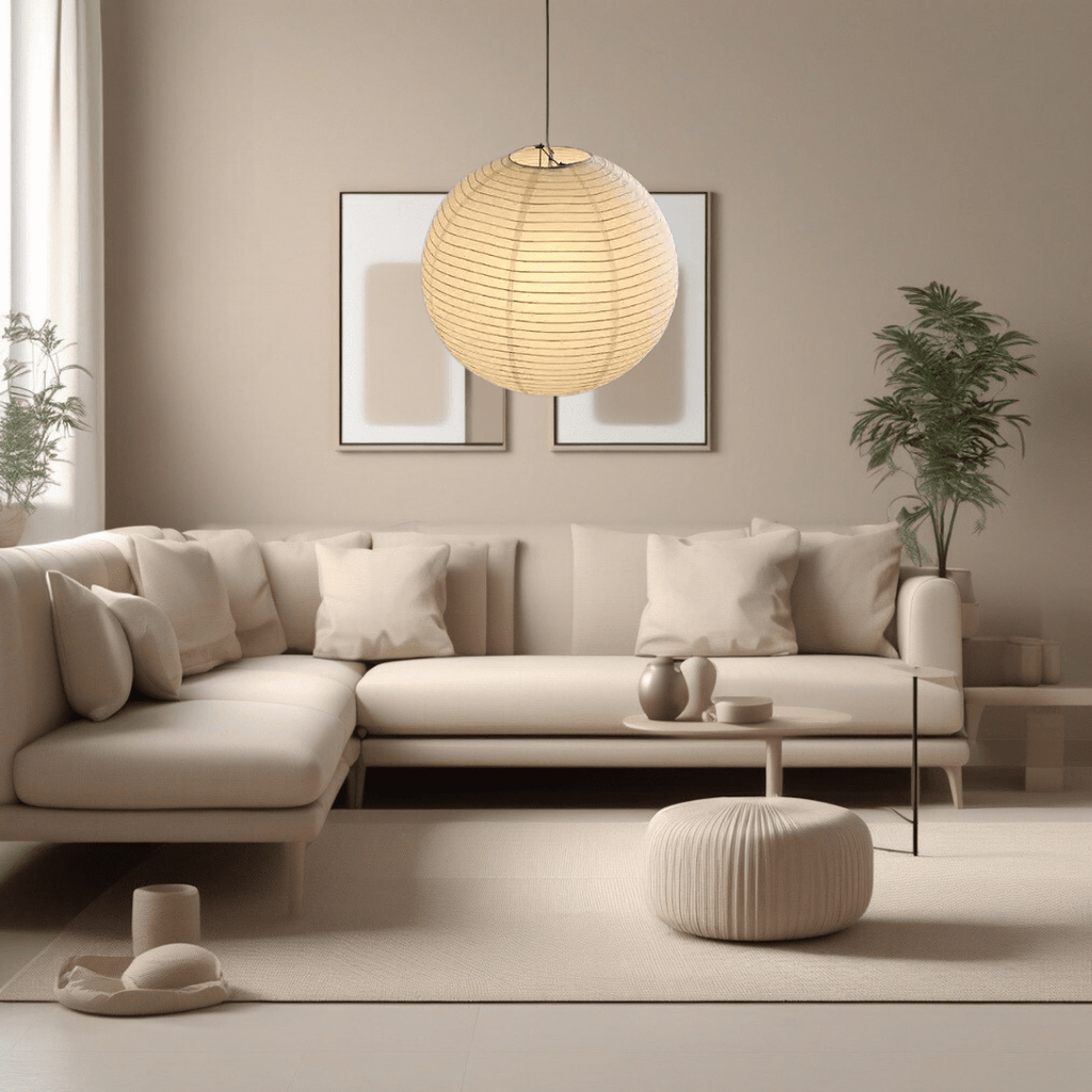 Vrimlo Paper Balloon Pendant Lights — Rounded Paper Shade, Soft Warm Glow